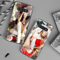 sexy christmas girl phone case tempered glass for samsung s20 plus s7 s8 s9 s10 plus note 8 9 10 plus