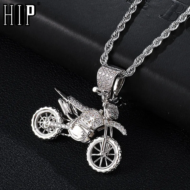 Хип хоп Полный AAA Iced Out Bling CZ кубический циркон медь крутые мотоциклетные подвески