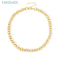 fanshidi rolo chain stainless steelnecklace for women chuny chain gold color temperamentsweater chain womens jewelry