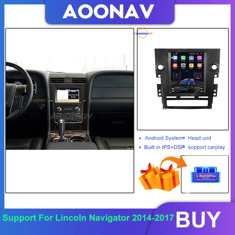 

Android Vertical HD Screen Car Radio GPS Navigation Multimedia Player For Lincoln Navigator 2014-2017 Stereo Auto Tape Recorder