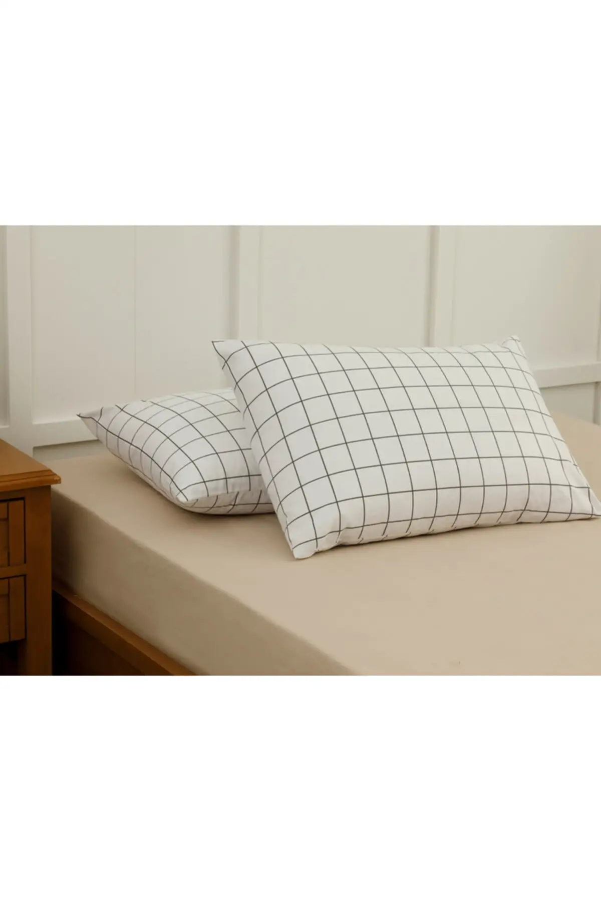 

Plain Check Kombin Cotton 2'li Pillow Case 50x70 Cm White Green