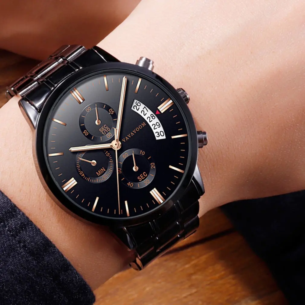 Часы наручные мужские Кварцевые водонепроницаемые из нержавеющей стали в