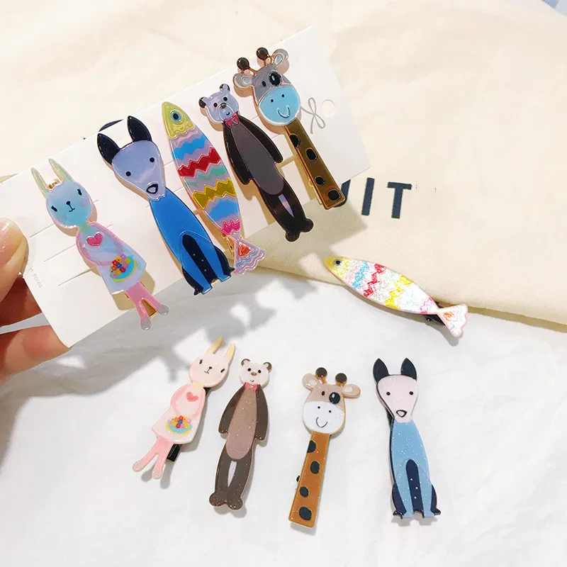 Бутик ins 5 комплектов модные милые блестящие заколки для волос в виде животных