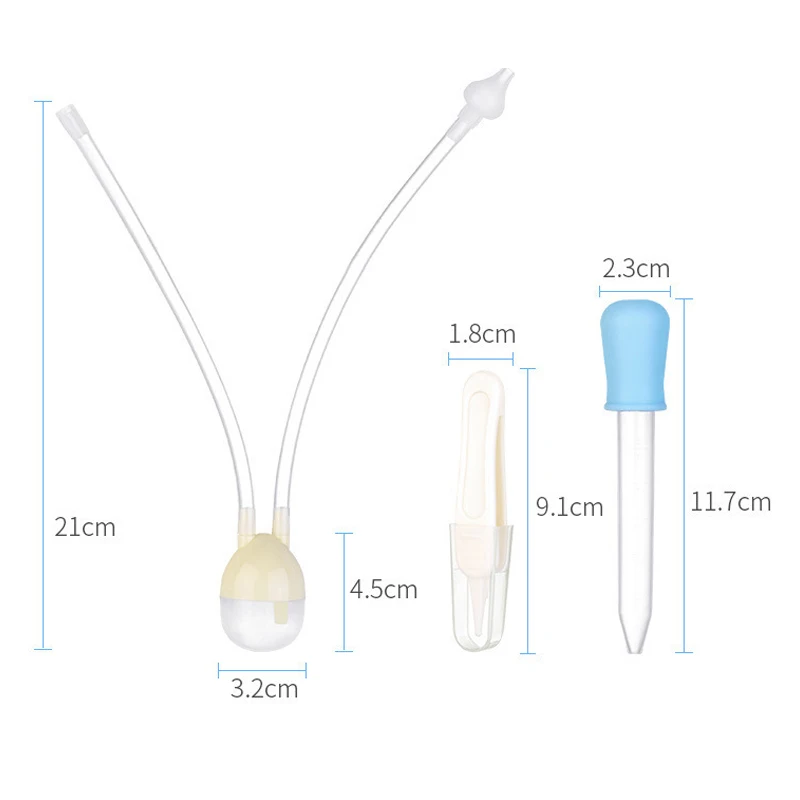 Juego de aspirador Nasal para beb&eacute;, en forma de U, Anti-reflujo, seguridad de silicona + PP, limpiador de nariz para beb&eacute;, traje de cuidado infantil de paja suave-5