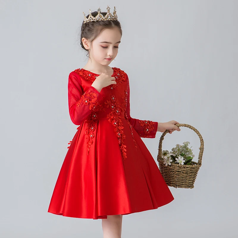 Свадебное платье украшенное цветами для девочек на день рождения бусы танца