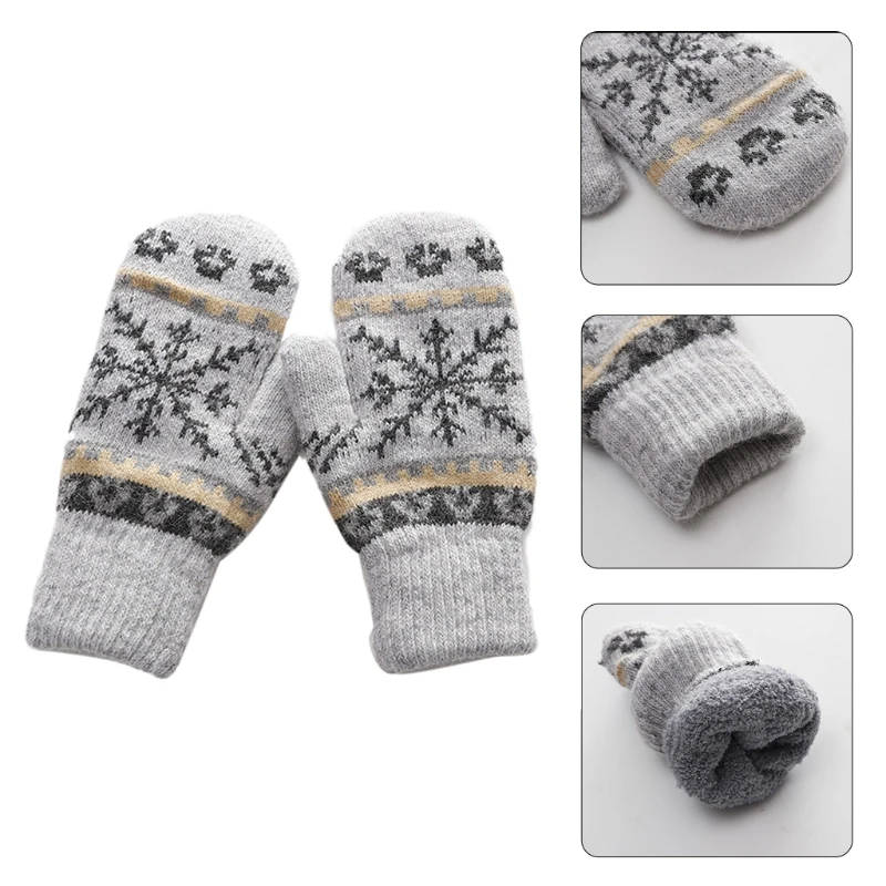 

Women Winter Warm Full Finger Gloves Cute Snowflake Imitation Cashmere Mittens D08E