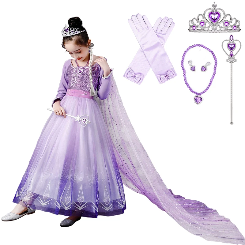 

Grace Purple Dress For Girls Princess Elsa Dress For Girls Christmas Halloween Party Dress Up Teenage Girls Ball Gown Clothes