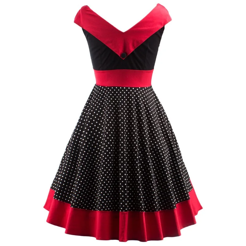 Женское винтажное платье в горошек Tonval хлопковое стиле 1920 х с открытыми плечами