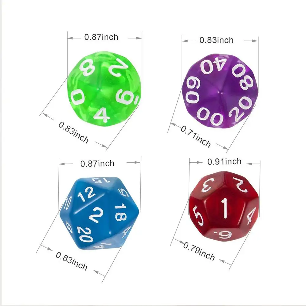 7 шт./компл. набор полупрозрачных многогранных кубиков для Dungeons Dragons Pathfinder D & RPG (D4 D6
