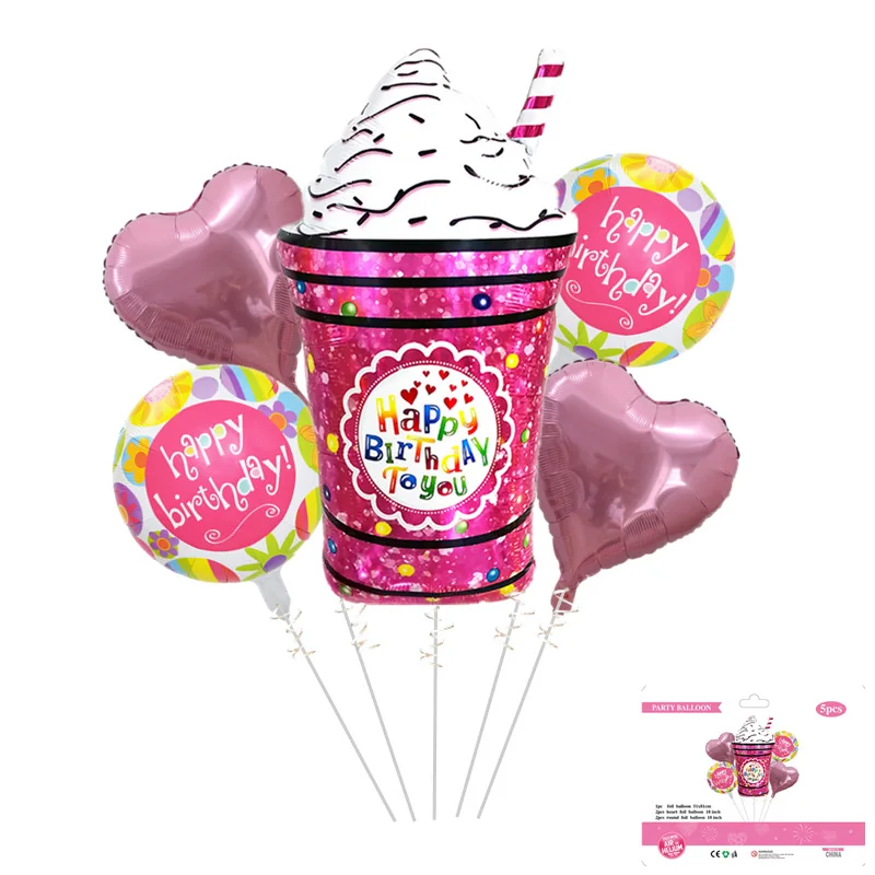 

Ice Cream Cone Cup Aluminum Film Balloon Set Children's Day Birthday Party Baby Shower Gender Revealing Decoration