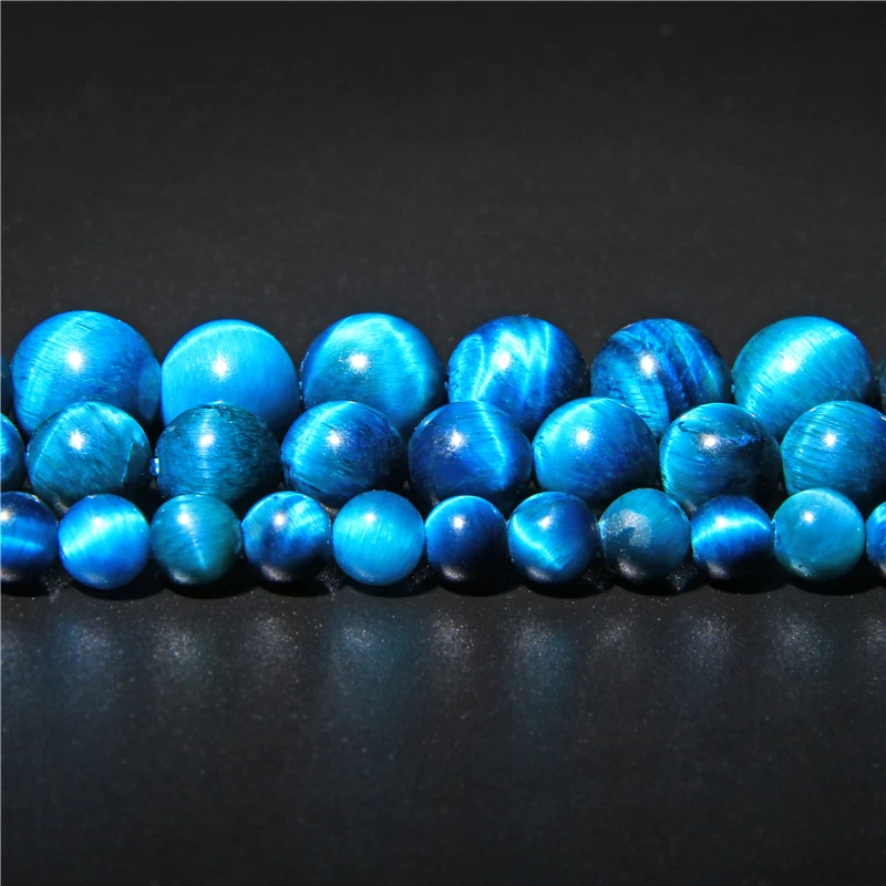 Круглые бусины Sapphires с голубым тигровым глазом из натурального камня для