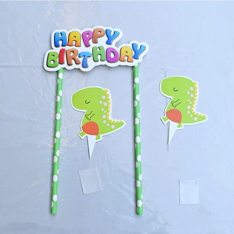 Cake flag 1pcs Тематическая посуда с динозавром, украшение для дня рождения, Детская тарелка, чашки, шляпы, скатерть, воздушный шар, флаг, соломинка, вечерние принадлежности для детского душа - Цвет: Cake flag 1pcs