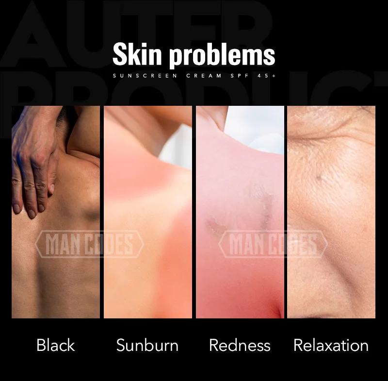 Мужские отбеливающие солнцезащитный крем SPF 45+ отбеливающий Восстанавливающий солнцезащитный крем для кожи лица водостойкий