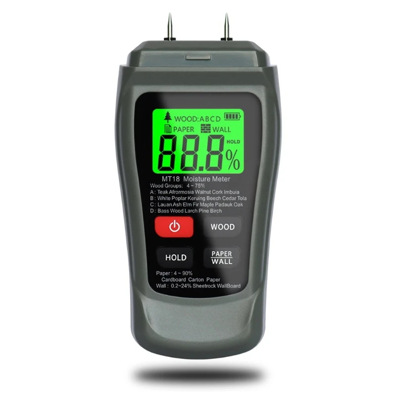 

Portable Wood Moisture Meter Two Pins Timber Humidity Detector Suitable for Wood Timber Building Material Firewood Paper