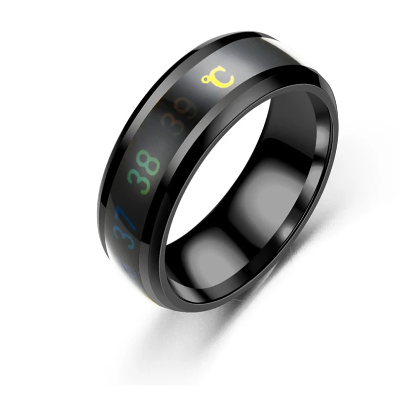 8MM Smart Sensor Body Stainless Steel Fashion Display Real-time Temperature Test Finger Ring