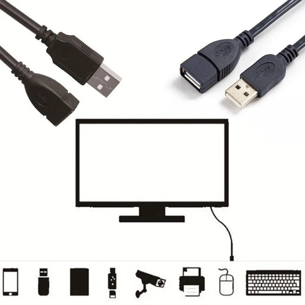 

1 м USB 2,0 кабель-удлинитель для мужчин и женщин для передачи данных и синхронизации данных шнур в комплект поставки входит адаптер Компьютерн...