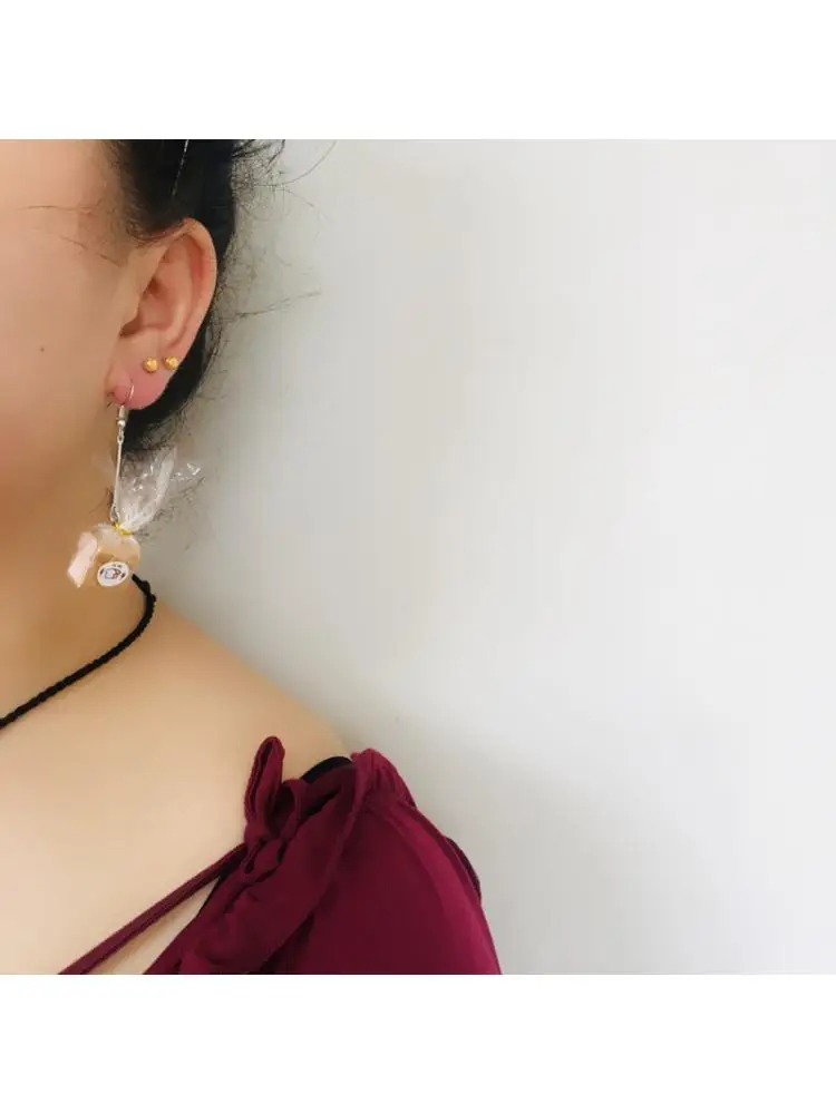 

Handmade Simulation Food French Bread Toast Dangle Drop Earrings Cute Unique Toast Bread Earrings Women Fashion Jewelry