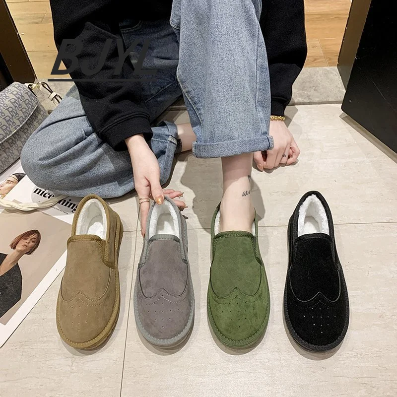 

2021 Winter New Trend Fashion Women's Shoes Thick-soled Plus Velvet Warm Bread Comfortable Flat Shoes
