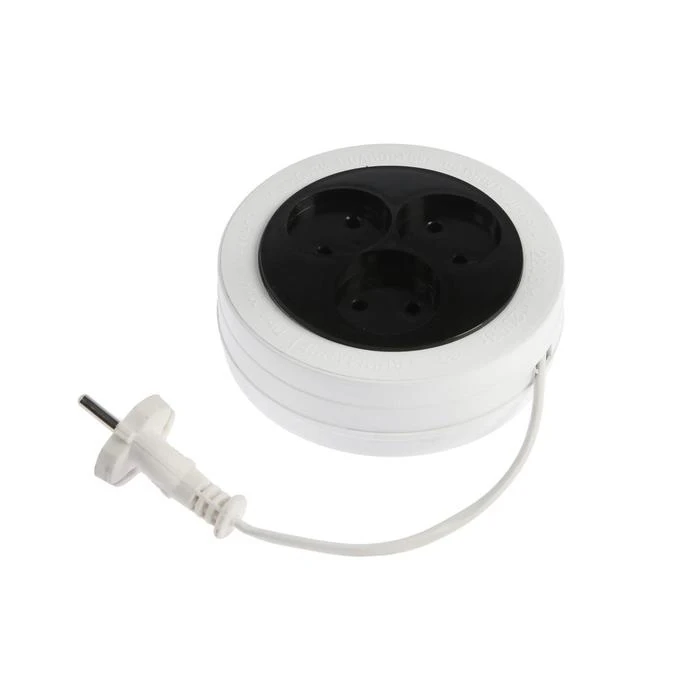 Удлинитель рулетка Luazon Lighting 3 розетки 5 м 6 А ШВВП 2х0.5 мм2 без з/к белый 5350220|Сетевые