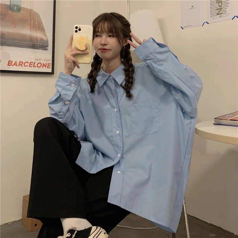 

Blouses Female Cotton Long Sleeve White Shirt Women's Spring And Autumn Loose Large Size