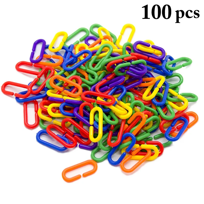 

100 шт. Попугай Птицы игрушки с пружинным зажимом C игрушечная птичка Пластик C-link крюк африканский серый аратинга гнездо для попугая крюк зве...