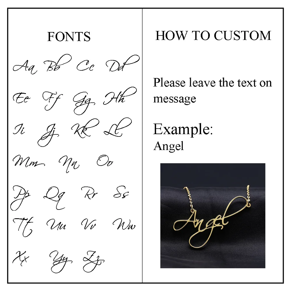 Персонализированное пользовательское имя ожерелье курсивное очарование
