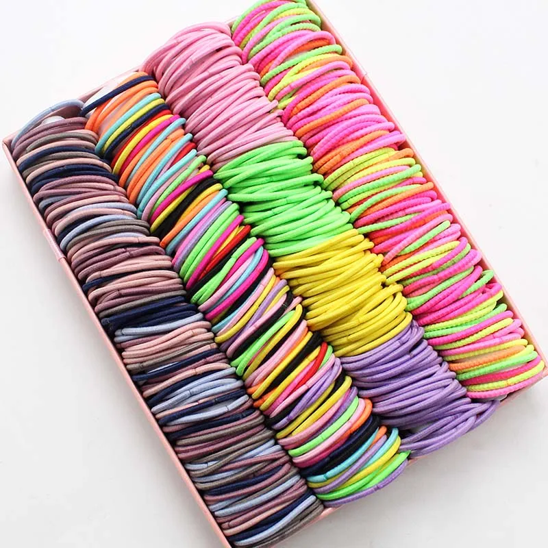 

100pcs/lot 3CM Hair Accessories girls Rubber bands Scrunchy Elastic Hair Bands kids baby Headband decorations ties Gum for hair