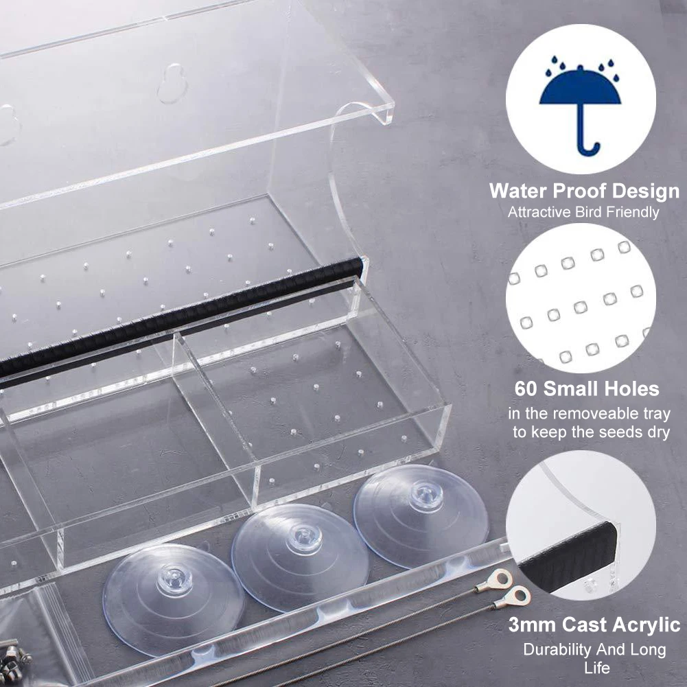 Кормушка для птиц акриловый прозрачный кормушка просмотра окон кормушки присоска дома|Подставки хранения и