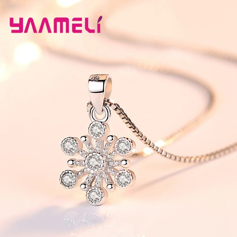 

Free Shipping Woman Fashion Ice Flower Crystal Jewelry Sets 925 Sterling Silver Sparkling AAAA Cubic Zirconia Pendant Necklace