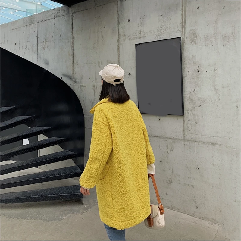 RealShe женские зимние пальто и куртки с отворотом полный рукав карманы овечья