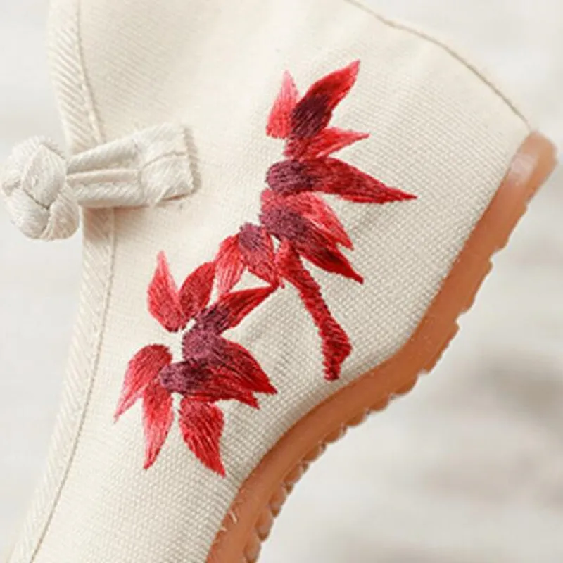 

Spring Women Embroidered Canvas Dress Shoes Ladies Vintage Mary Jane Pumps Ethnic Style Female Summer Sandals Casual Espadrilles