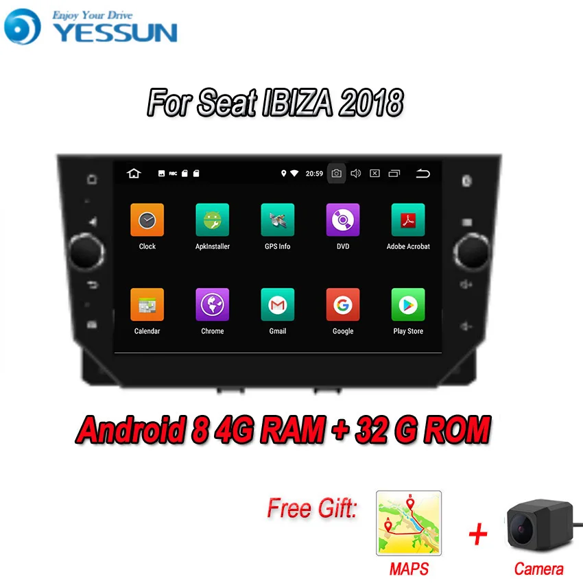 YESSUN Android 8 0 4G RAM для Seat IBIZA 2018 Автомобильный навигатор GPS мультимедийный плеер mirror
