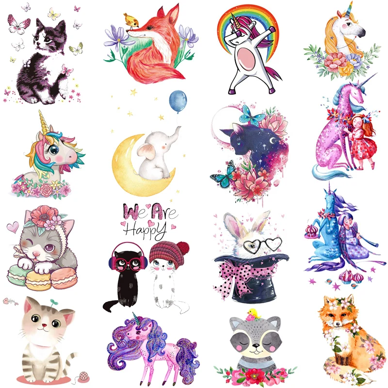 

Prajna Cute Cat Iron On Transfers Cartoon Animal Patches For Clothing DIY A-level Washable T-shirt Accessory Clothes Stickers