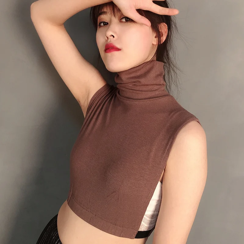 Женская теплая блузка с воротником-черепашкой воротник-обманка съемный воротник