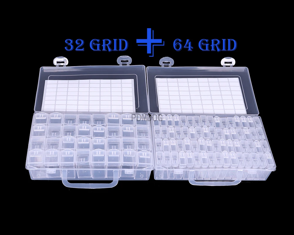 

Ящик для хранения алмазной живописи с 56/32/64 отделениями, портативный ящик для хранения бусин 5d, аксессуары для алмазной вышивки, инструмент