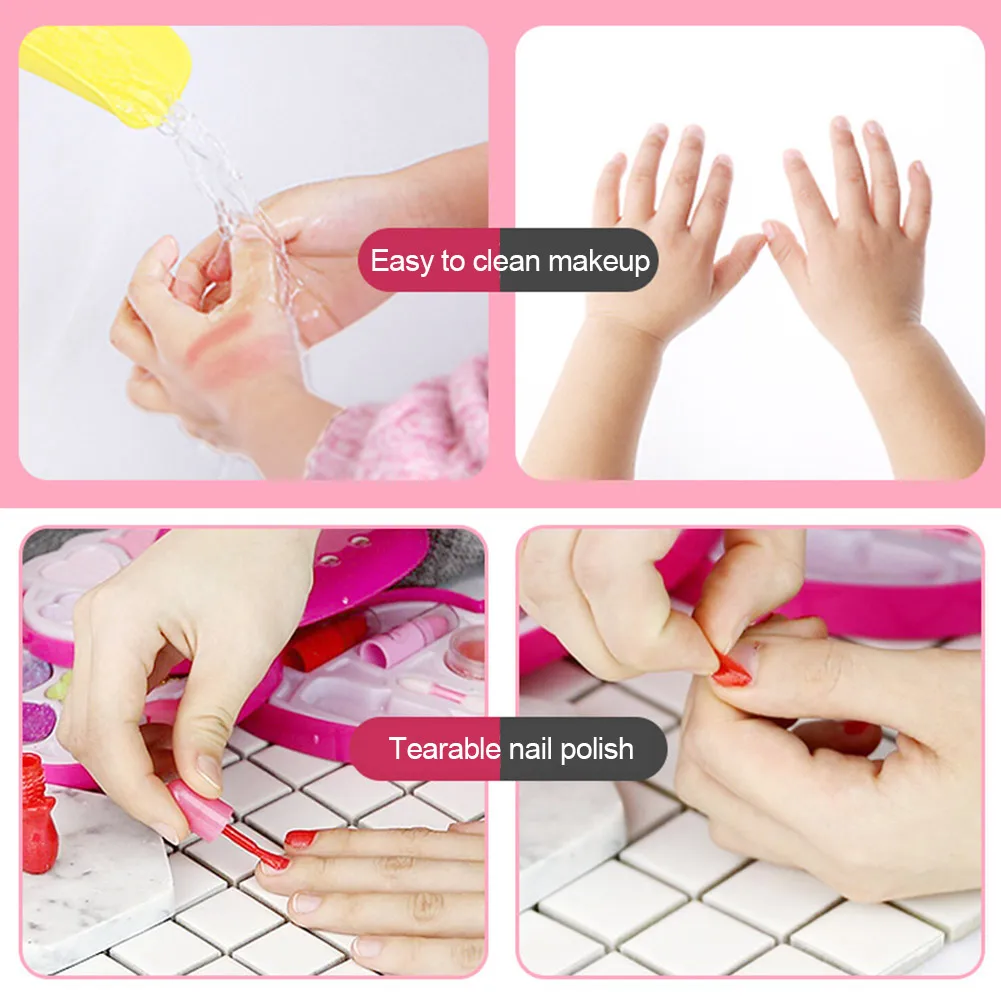 

Children's Cosmetic Toys Set Portable Washable Simulation Nail Makeup Box For Little Girls Pretend Play Children gorgeously