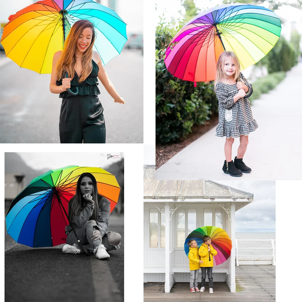Радужный большой зонт Paraguas Guarda Chuva Parapluie Rain женский ветрозащитный складной зонтик Mujer Sombrilla Para Lluvia Y Sol
