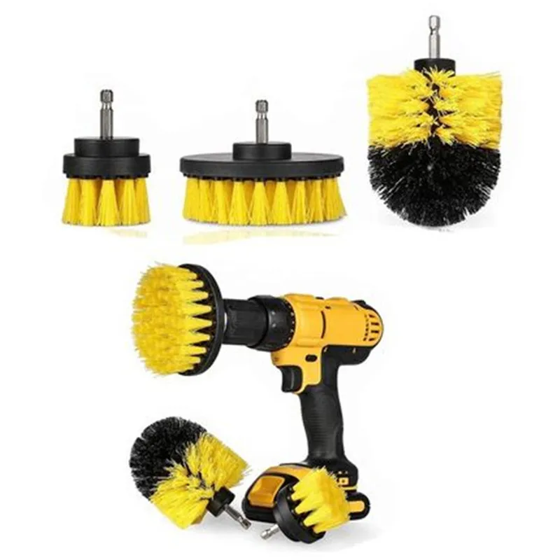

Electric Scrubber Brush Drill Brush Kit Plastic Round Cleaning Tool for Carpet Glass Car Tires Nylon Brushes Window Cleaner Set