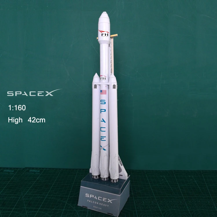 1:160 3D 42 см SpaceX Falcon сверхмощная Бумажная модель пазл ручной работы сделай сам
