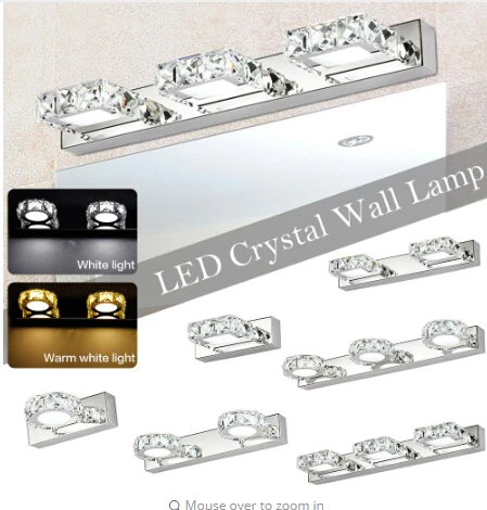 

Crystal mirror headlight led bathroom Nordic mirror cabinet lamp waterproof fog wall lamp mirror lamp modern simple K9 lights