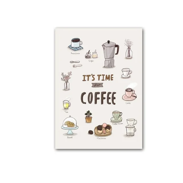 

It's Time for Coffee Metal Tin Sign 8x12inch Home Kitchen Wall Decoration