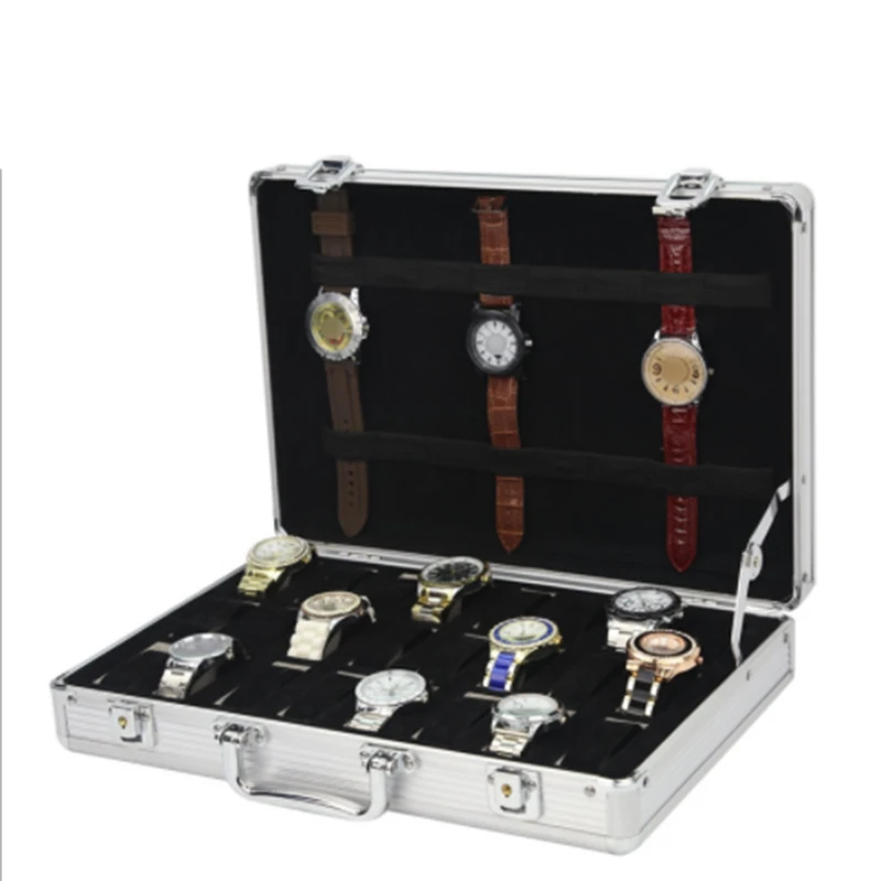 

24 Grid Aluminum Suitcase Case Display Storage Box Watch Storage Box Case Watch Bracket Clock Watch Clock Box