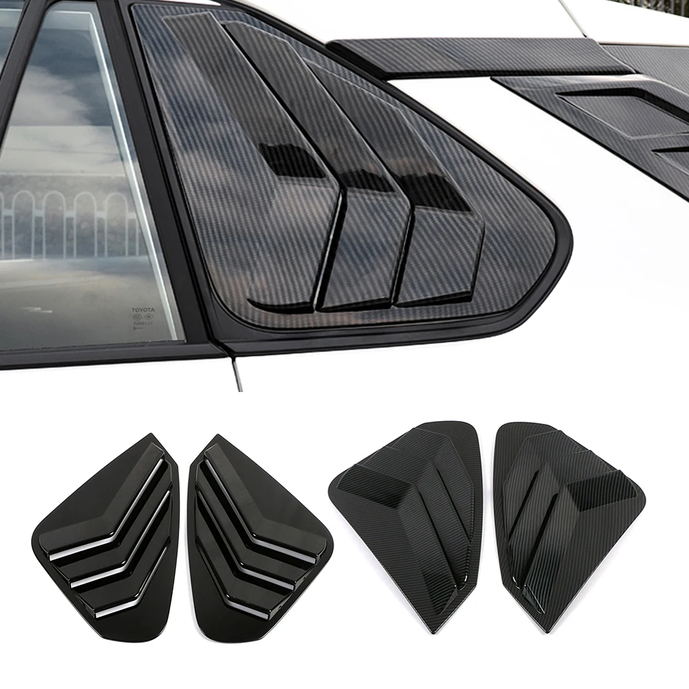 

For Toyota Rav 4 Rav4 2019-2023 Carbon Fiber Color Rear Triangle Window Blind Shutter Cover Trim BLACK ABS Plastic Accessories