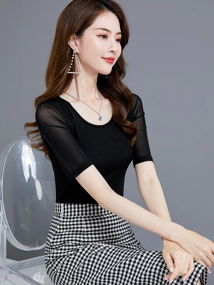 Футболка женская в Корейском стиле летняя водолазка Харадзюку с коротким