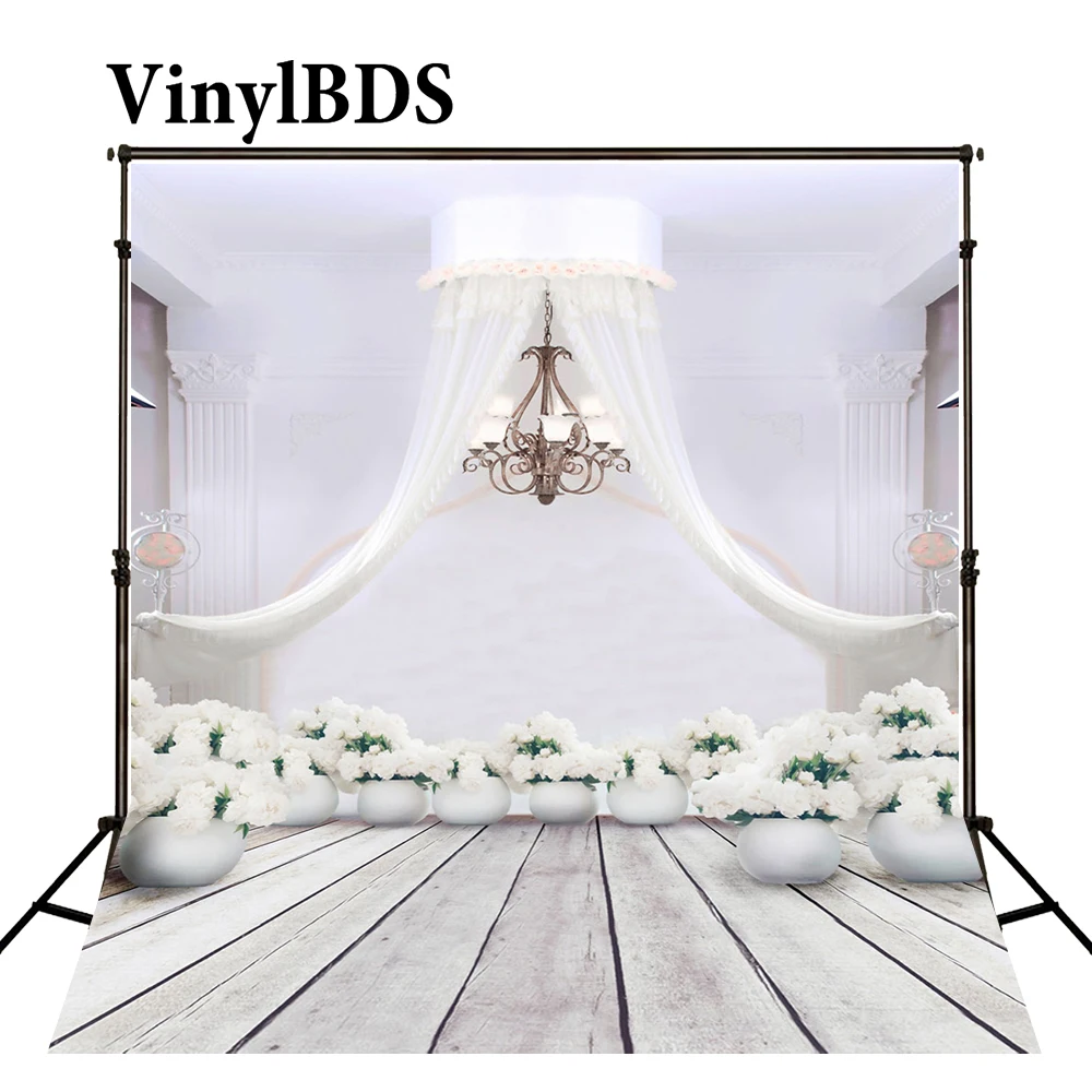 VinylBDS свадебный фон для помещений белый деревянный пол фоны Европейская люстра