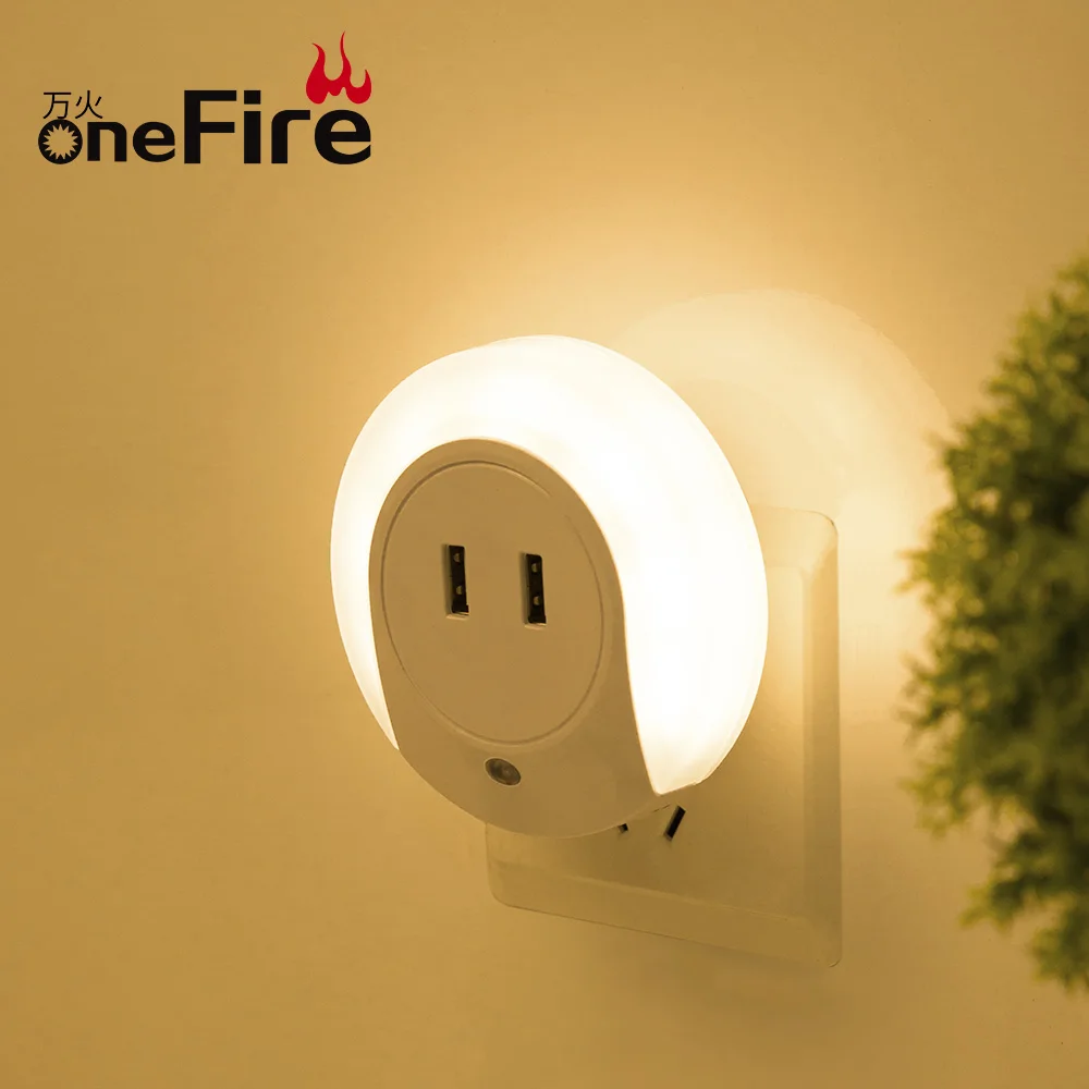Onefire Ночной Свет Для Дома Датчик Движения Огни туалет / туалет светодиодный Ночной Датчик Света Лампа USB Прикроватная Для Вилки Спальни