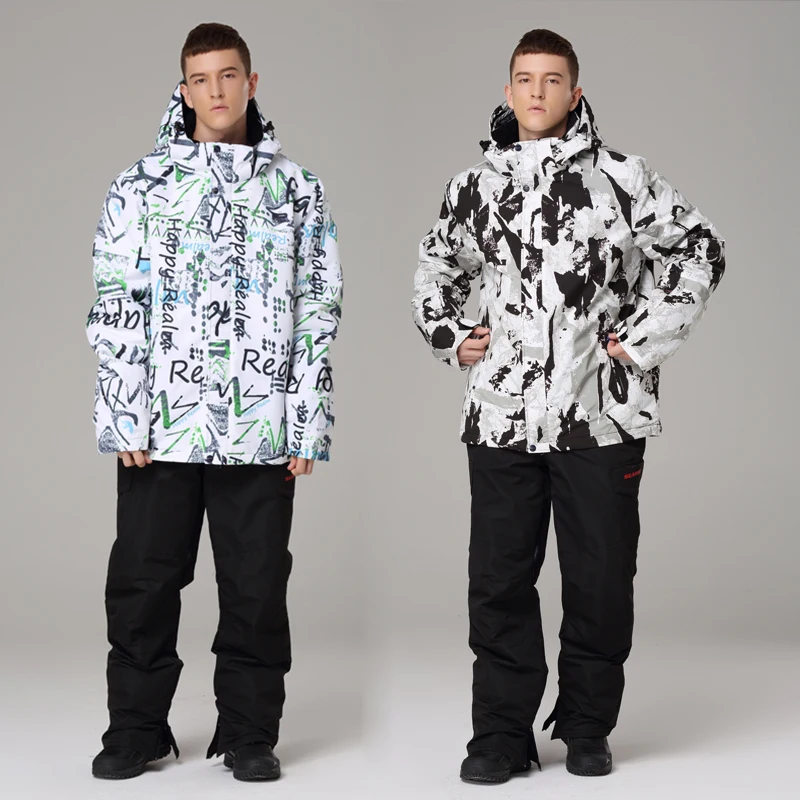 

Мужской лыжный костюм, зимние спортивные ветрозащитные водонепроницаемые теплые куртки и брюки до-30 °C, мужские высококачественные костюмы...