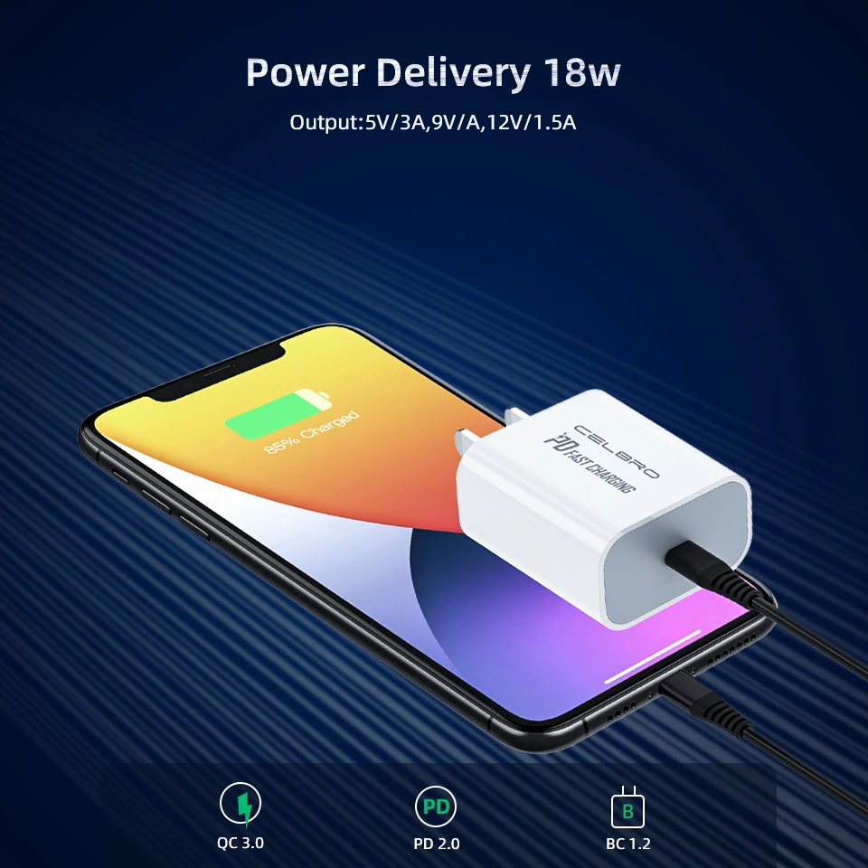 18W зарядное устройство PD Type C для быстрой зарядки IPhone 12 Pro Max Мини зарядный кабель с