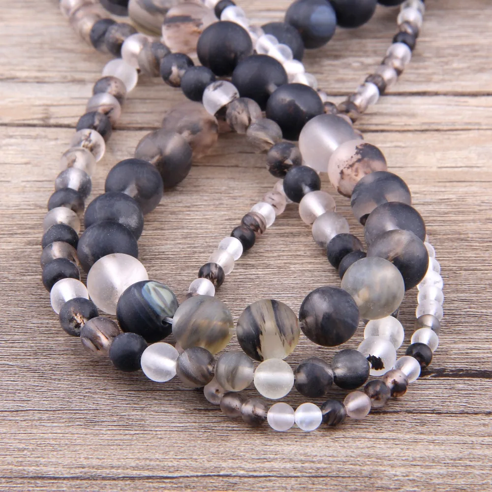 Natural Matte Black watermelon stone Beads Frosted loose round natural spacer beads 6-12MM Pick Size For Jewelry Making | Украшения и