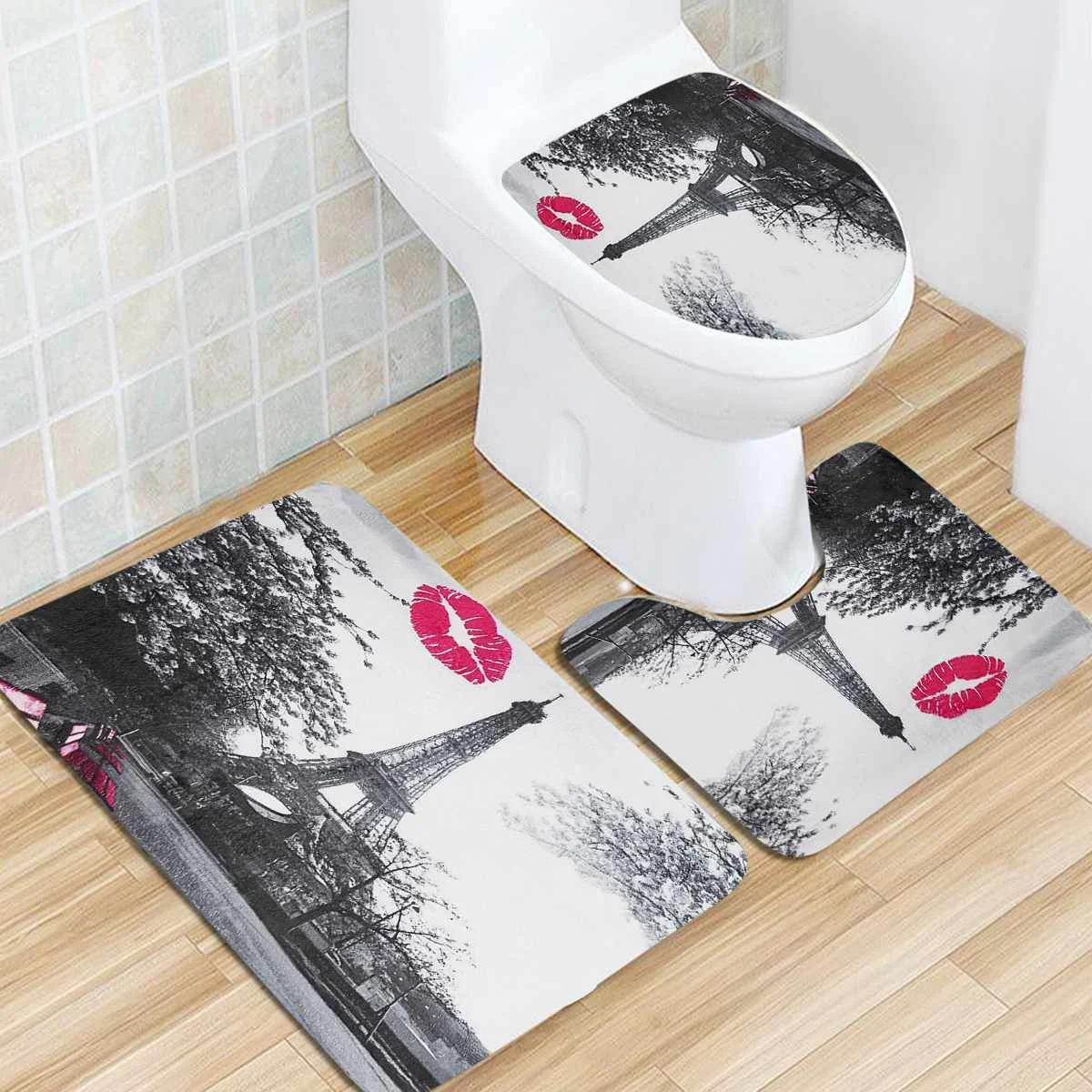 Париж Эйфелева башня занавеска для душа коврик ванной комплект пьедестал